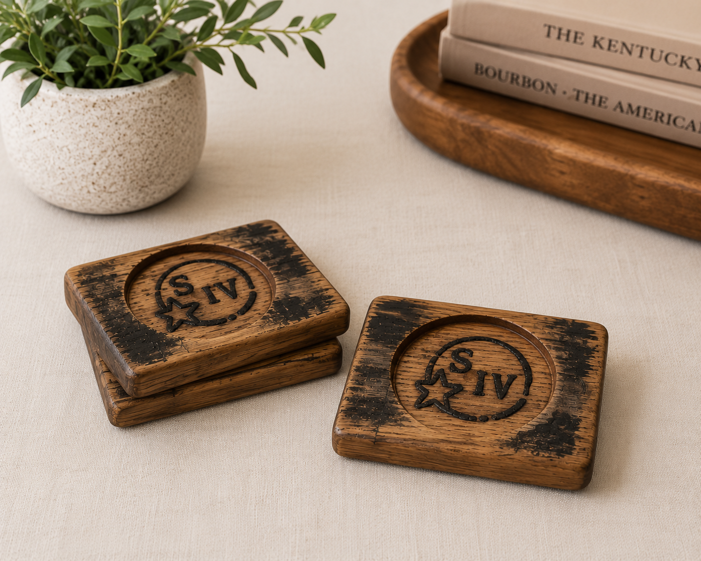 Single Barrel Wood Coaster