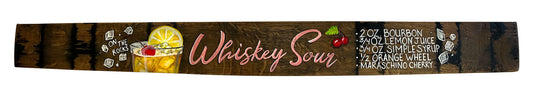 Hand Painted Whiskey Sour Recipe Stave