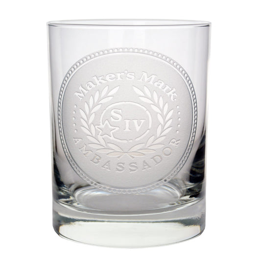 Ambassador Crest Etched Rocks Glass